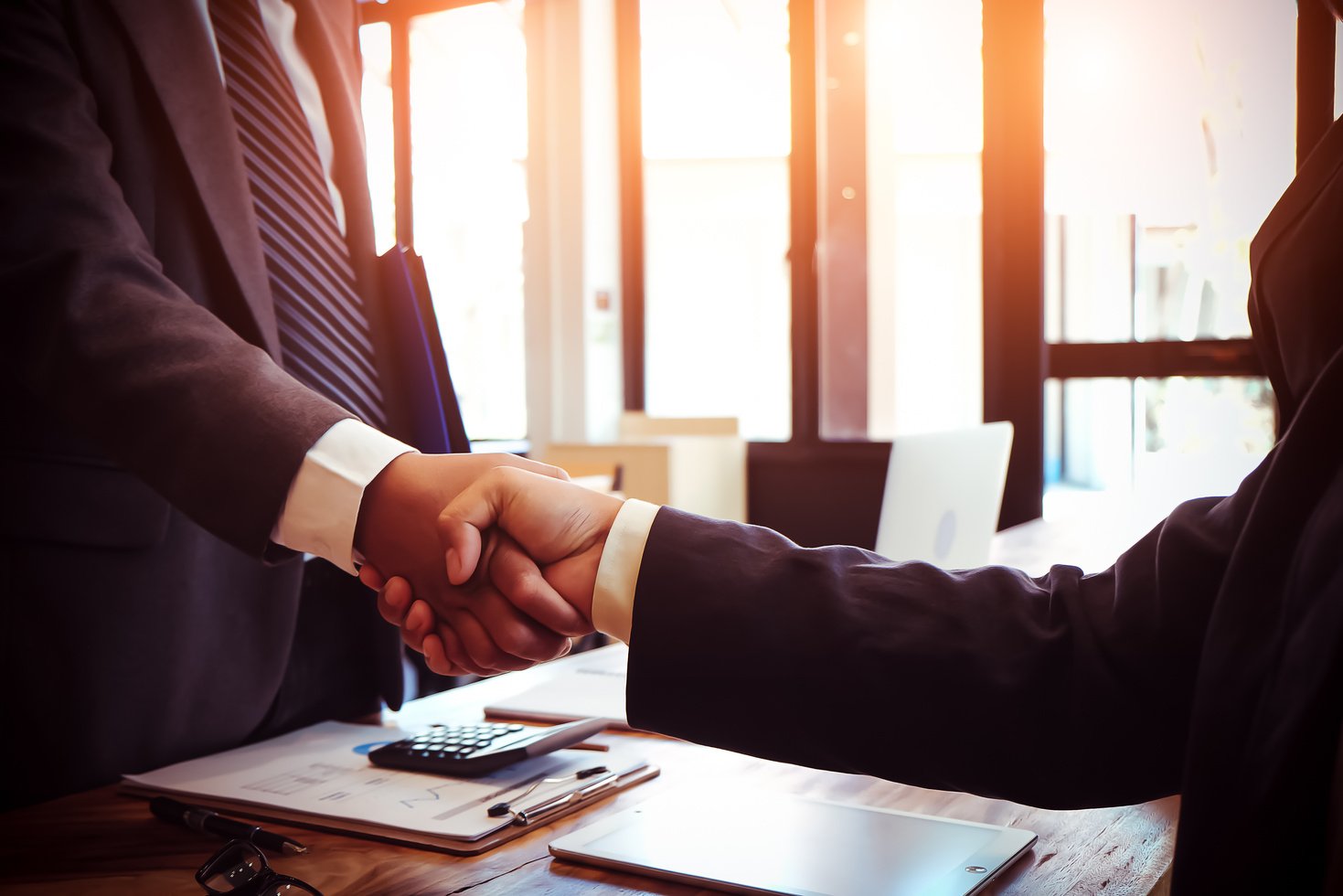 Business Partners Shaking Hands in the Office